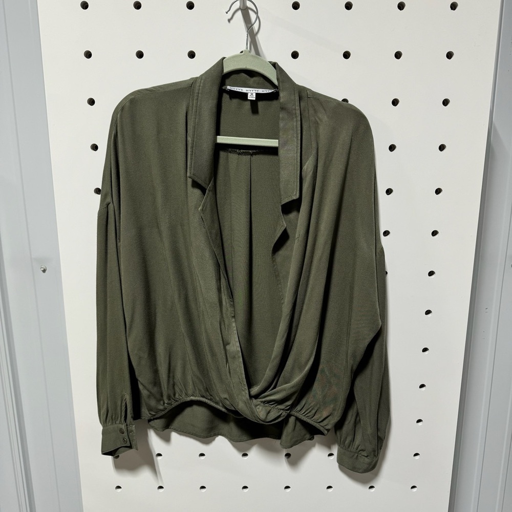 Hyfve Twist Open Front Blouse Green Size M